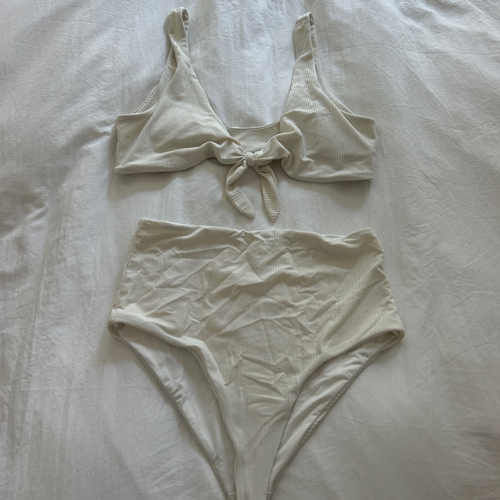 Dippin Daisys High Waisted White Bikini